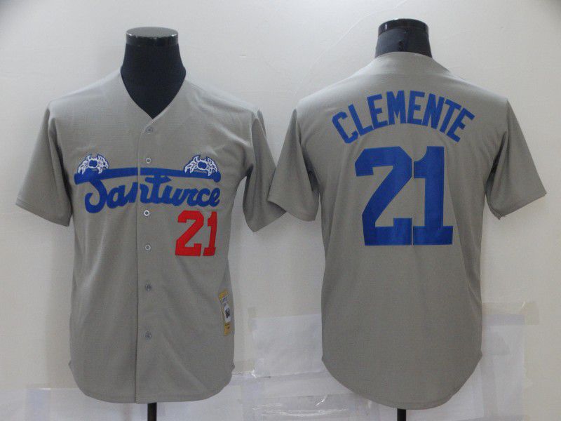 Men Pittsburgh Pirates #21 Clemente Grey Film version Game 2021 MLB Jersey->pittsburgh pirates->MLB Jersey